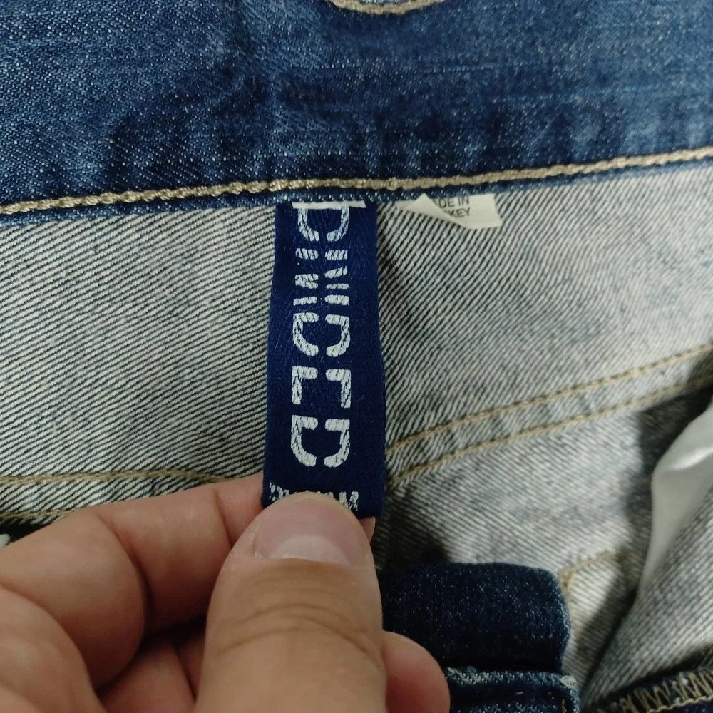 H&M Divided Jeans Mens 30x32 Boot Cut Button Fly Mid Rise Faded Whiskers Indigo - Picture 4 of 7